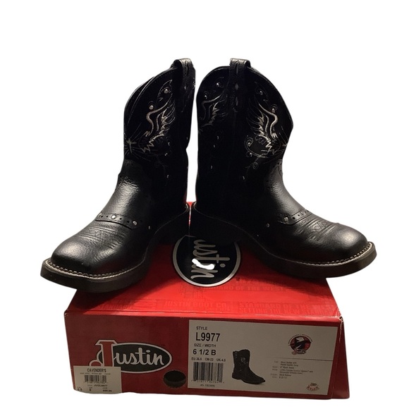 Justin Boots Women's Black Cowboy Boots BRAND NEW W/BOX - Picture 6 of 15
